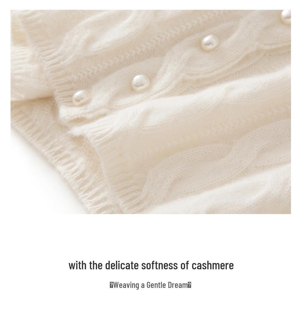 Women's Cashmere Cable Knit V-Neck Cardigan: Short, Single-Breasted, Trendy Autumn/Winter Sweater Coat