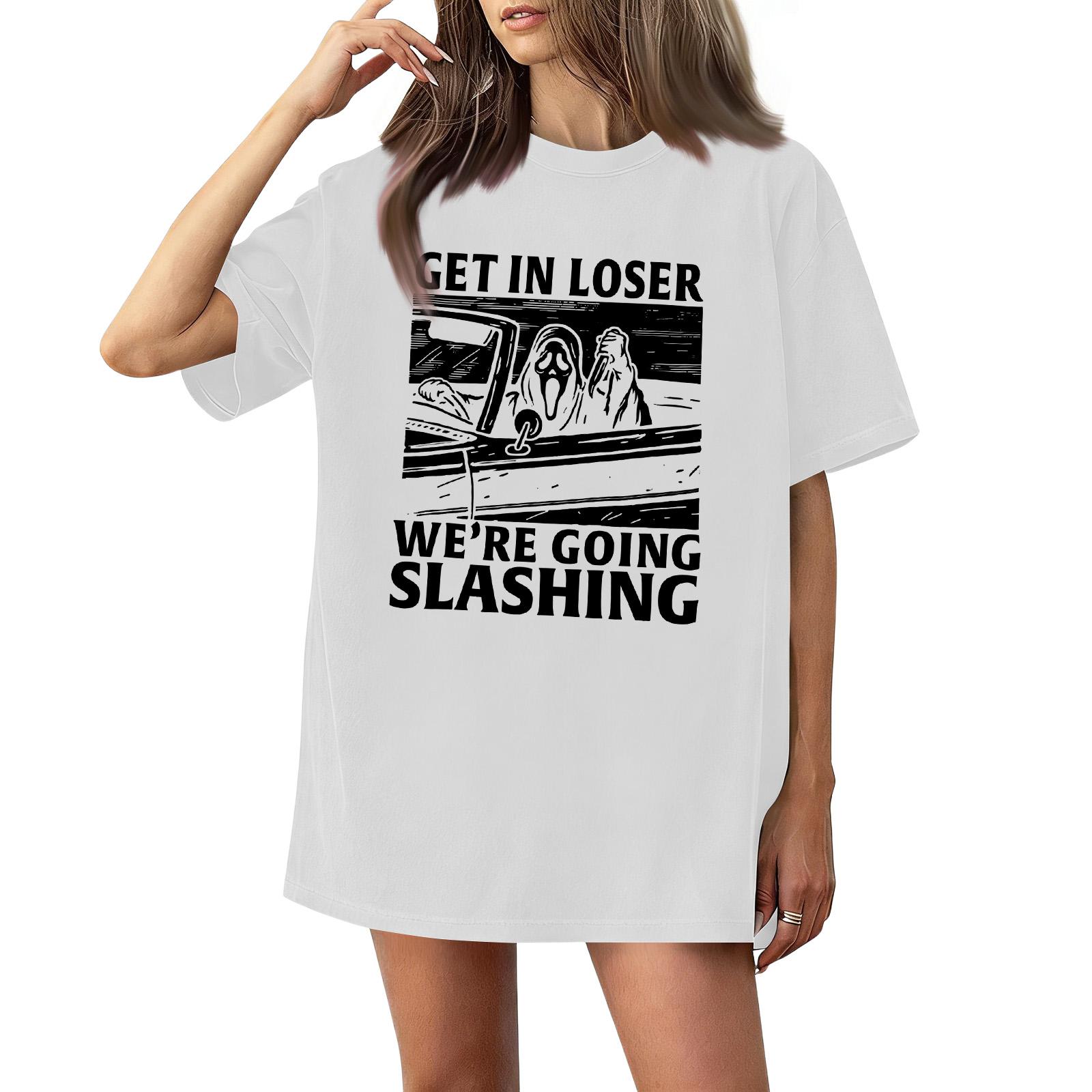 

Жіноча повсякденна футболка з коротким рукавом та принтом літер XL білий