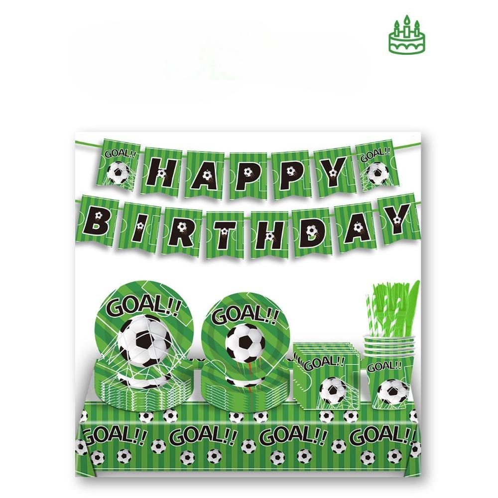 Ensemble de vaisselle sur le thème du football de la Coupe du Monde, fournitures de décoration pour fête d'anniversaire, assiettes en carton jetables, gobelets en carton, serviettes en papier, nappes