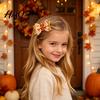 Fall Theme Hair Decor Thanksgiving Turkey Bow Clip for Girls, Decorative Pins, Pumpkin Clips Double Layer Glitter Clip, Cute Autumn Holiday