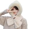 Thickening Beanie Hat Scarf Windproof Neck Warmer Winter Scarf Set Hooded  for Women