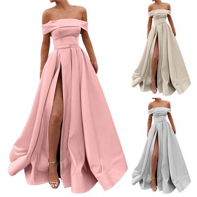 Moda damska Floral Formalne Vintage Krótki rękaw Slim Długa suknia ślubna
