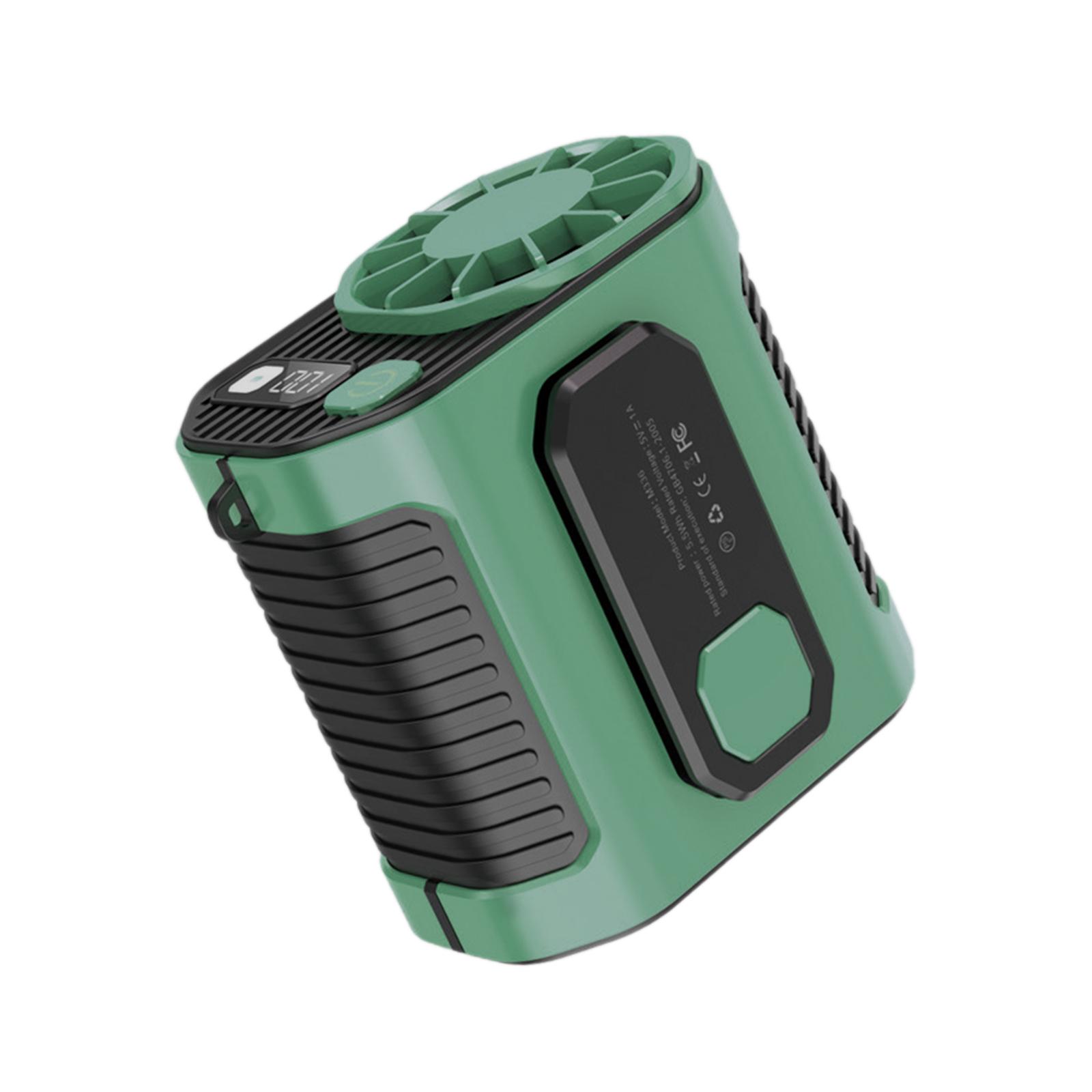 Waist Fan Wearable Flashlight Small Cooling Fan Strong Wind Rechargeable Torch зелёный