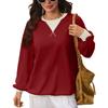 Women Loose Color Block Crew Neck Long Sleeve Casual Pullover Sweatshirt