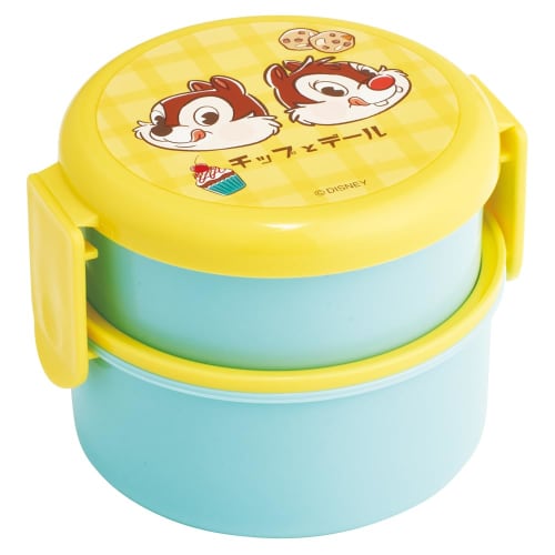 Skater Bento Box, 500ml, Two-Tier, Round, Rice Ball Case, Antibacterial, Made in Japan, Disney Cafe Retro, Chip & Dale Design, ONWR1AG-A