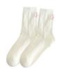 White Socks for Girls, Pile Socks for Spring, Versatile, Followed By Cloth Label Trendy School Windbreaker Socks for Girls