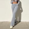 Casual Basic Solid Flared Pants Slim Low-waist Guard Pants