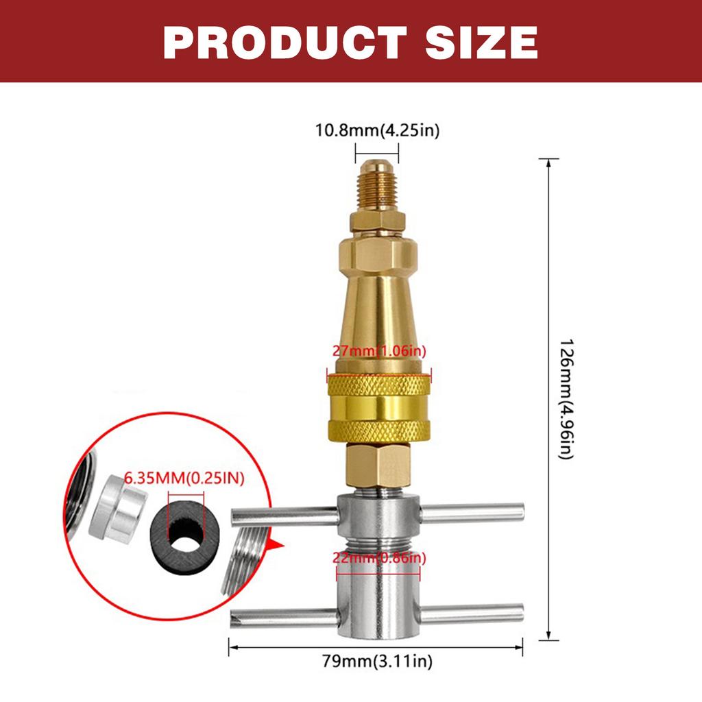 1/4 Inch Fridge Quick Coupling Brass Quick Connect Adapter Refrigerator Quick Connection Tool for Cooling System and Freezers