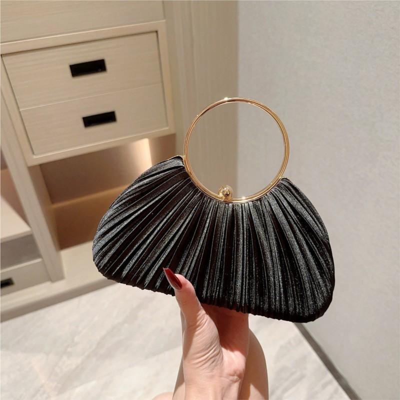 Retro Silk Pleated Party Handbag Women Simple Versatile Dress Qipao Shoulder Bag Ladies Luxury Trendy Ladies Underarm Bag 2025