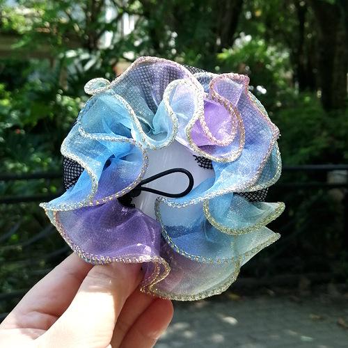 New Children's Ballet Dance Ball Hair Net Cover Girl Snow Gauze Lace Updo Hair Net Hood Flower Drawstring