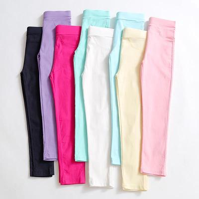 Girls' Spring/Summer Candy Color Leggings - Thin, Black, Skinny Pants for Medium To Large Kids