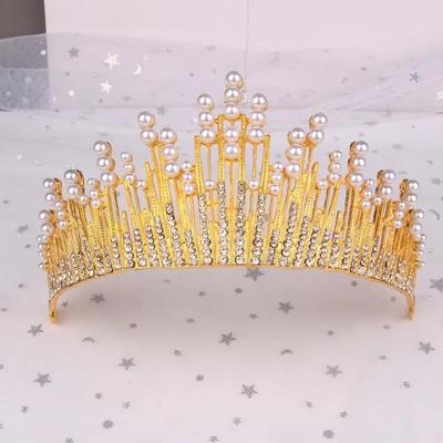 Vendita Calda Barocco Europeo Nuziale Lega Diamante Perla Corona Copricapo Corona Corona Fenice Accessorio per Capelli Strass Evidenziato