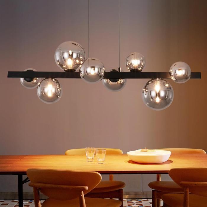 Pendant Lamp - NETTLIFE - 8x G9 - 8 Bulbs - Smoked Grey Metal - Ø90cm H174.5cm