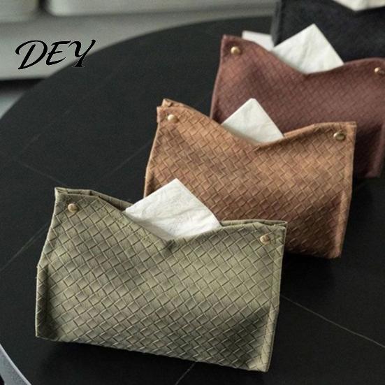 Decorative Balcony Napkin Box PU Leather Tissue Holder, with Snap Design, Portable Foldable Modern Office Desk Organizer Facial Paper Dispenser,