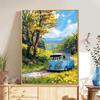 5d DIY Diamond Painting Cross Stitch Blue Bus Scenery Diamond Embroidery Mosaic Full Round Drill Home Decor