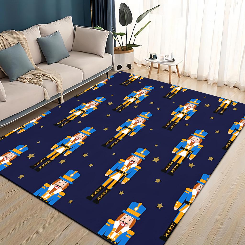 Merry Christmas Cartoon The Nutcracker Doll Festival Gift Carpet Rug for Living Room Bedroom Home Sofa Decoration,Non-slip Mat
