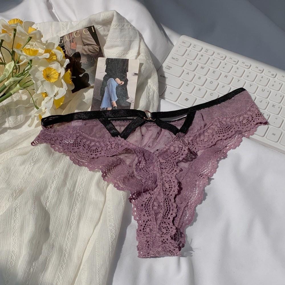 Low Waist Lace Panties Thong Mesh Lace Briefs Sweet Underwear for Women  Lady
