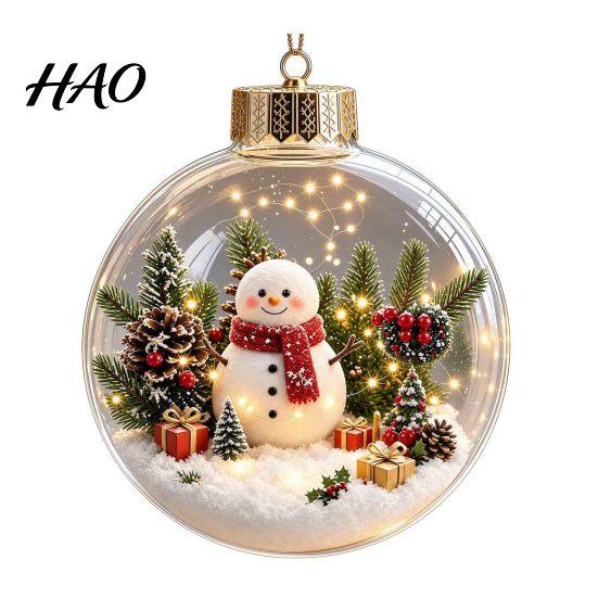 Xmas Tree Hanging Ornaments Glowing Christmas Story Ornament, Mini Holiday Scene In Ball Decoration, Winter Festival Decor Light Up Acrylic
