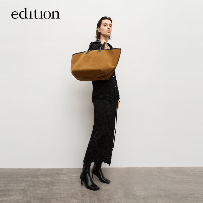 Edition Women s Acetate Textured Pleated A-line Long Skirt M 165