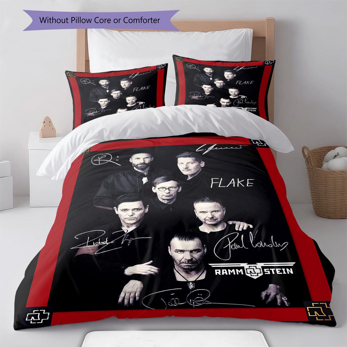 

Rammstein Germamy band Pattern Bedding Quilt Set Quilt Cover Pillowcase Home Decoration Birthday Gift (1 * duvet cover + 5 * pillowcase, without core) 135x200cm