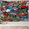 Tapisserie Graffiti Hip Hop Hippie Art Accrochage Mural Décoration Fête Thématique Toile de Fond Tapisserie Chambre Cool Esthétique Chambre d'Étudiant Dortoir Universitaire