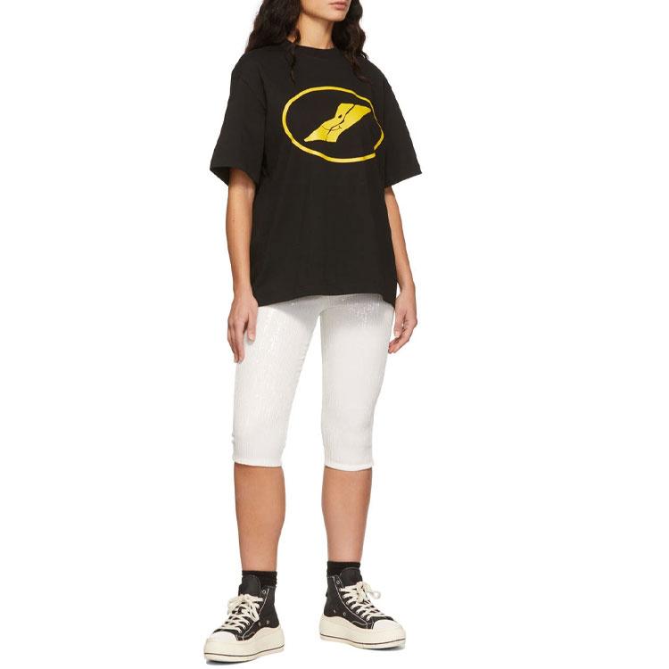We11done Ss22 Logo Print Crew Neck Short Sleeve T-Shirt Unisex T-Shirts Black WD-TT1-22-832-U-BK