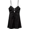 Zara Solid Color V-Neck Backless Slip Dress Women Dresses Black 0881372-800