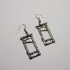 Gothic Black Geometric Hollowed-out Rectangle Guillotine Pendant Dangle Earrings for Women Men Halloween Party Jewelry Gifts