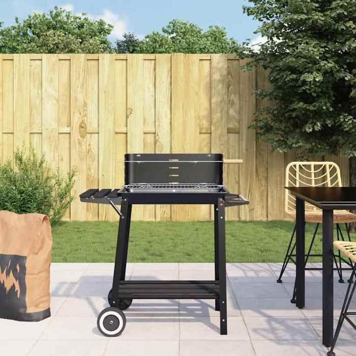 VidaXL Barbecue au charbon de bois avec roues noir acier 315386