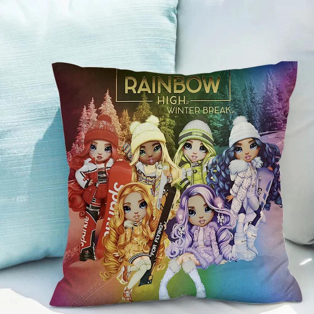 R-rainbow High Pillow Cases for Bed Cushion Cover Pillowcase 40*40 Decorative Pillowcases 40x40 Short Plush Cushions Covers Sofa