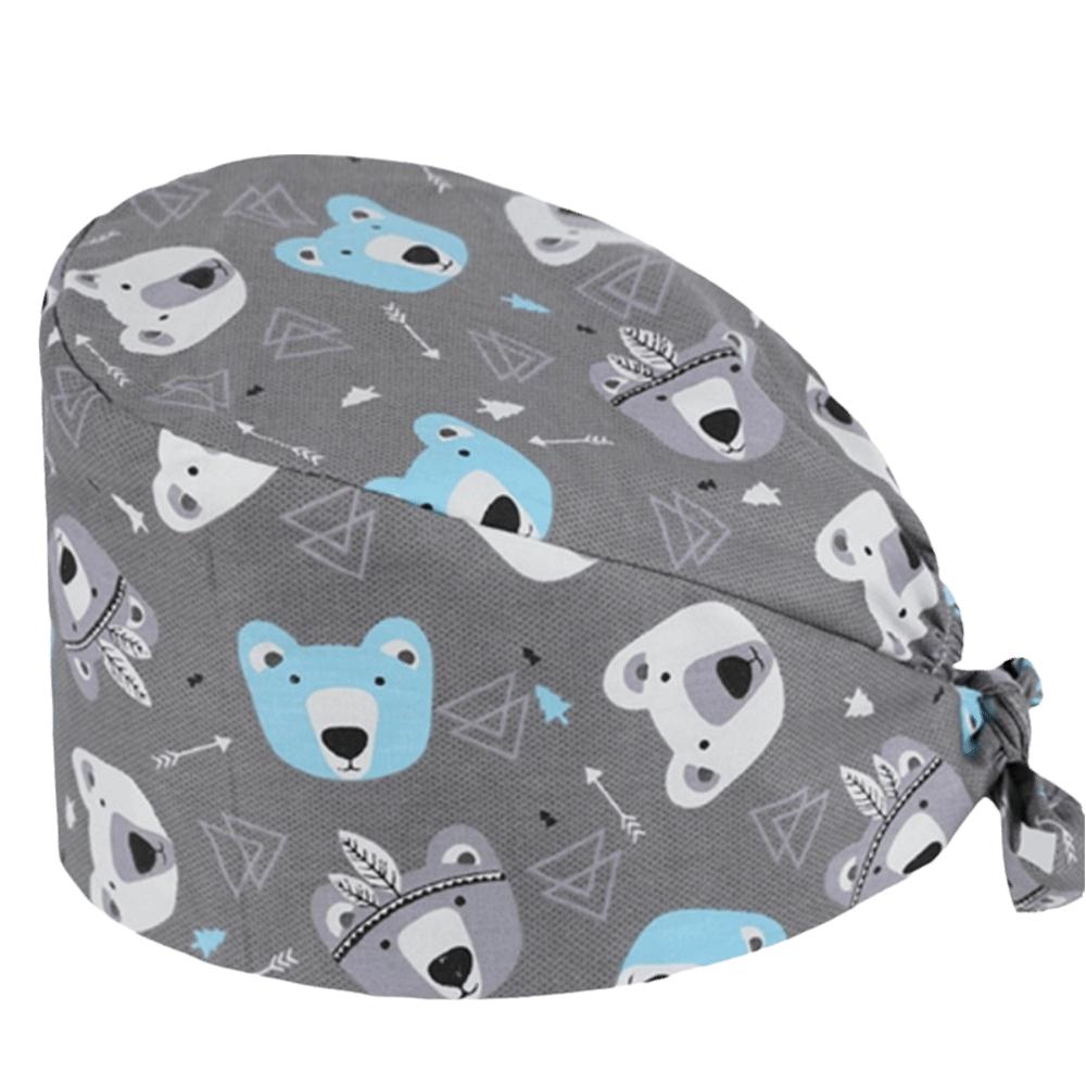 Unisex Cartoon Printing Scrub Cap Adjustable Buckle Print Design Lab Scrub Hat Breathable Soft Pure Healthcare Hats Pet Hospital