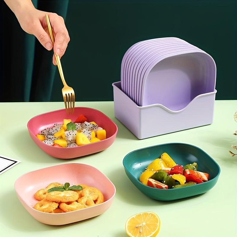 10 Plastic Plates Reusable Fruit Plates Washable Dessert Plates Multifunctional Snack Plates With Base