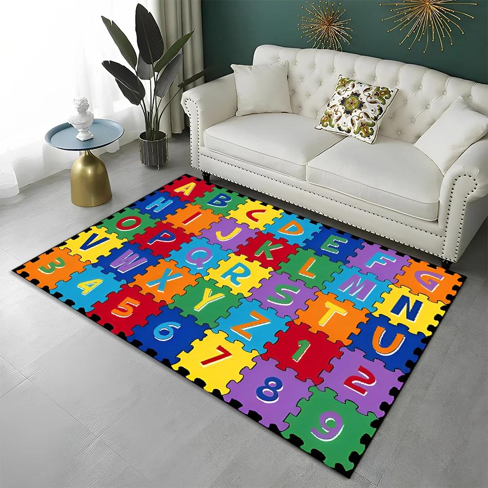 ABC Early Education Cartoon Kids Playroom Alphabet Children Crawling Area Rug,Carpet for Living Room Bedroom Sofa,Non slip Mat