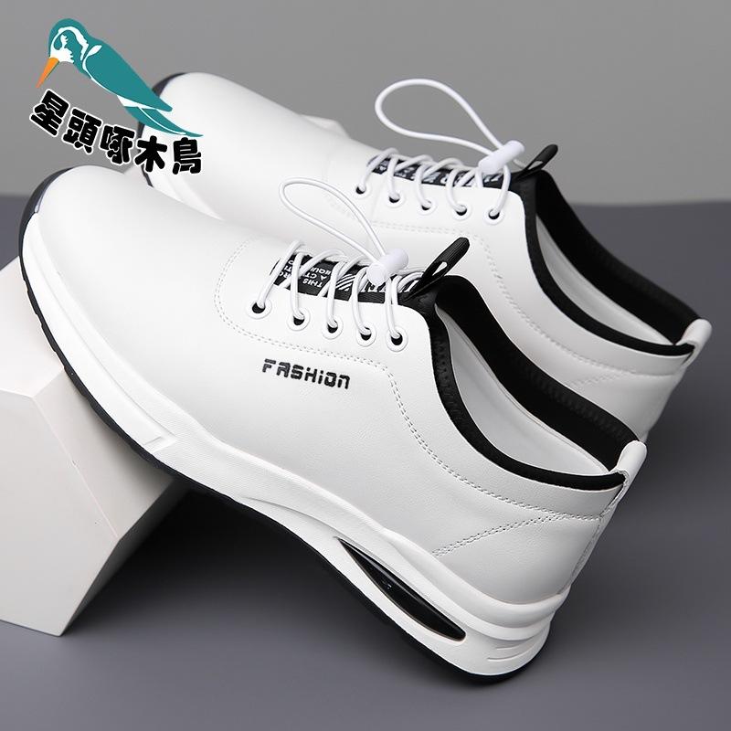 2025 spring and autumn new men's daily casual leather shoes men's sports style casual white shoes