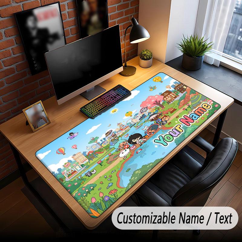 Custom Name Text Big Mouse Pad,Toca Boca Soft Non Slip Extended Desk Mat For Home Office