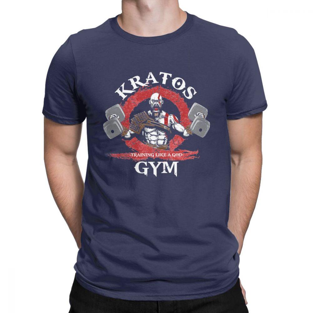 Men's God Of War Kratos Gym Workout Bodybuilding T Shirt Fitness 100% Cotton Clothing Casual Tees T-Shirt Plus Size 4XL 5XL