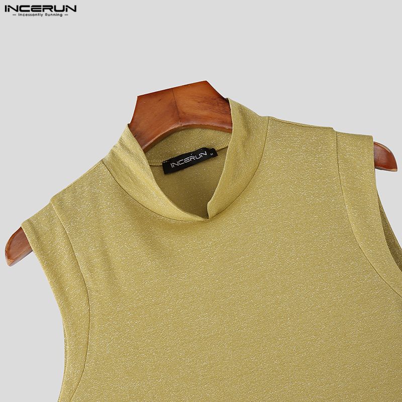 INCERUN Canottiere Estive da Uomo Senza Maniche Glitter Casual Vestibilità Aderente