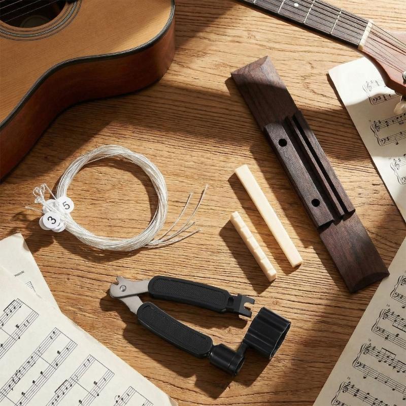 Set di Riparazione per Chitarra Classica Con Ponte in Palissandro Sellette in Plastica Capotasto e 6 Corde in Nylon Numerato Parte di Chitarra