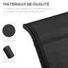 Set of 2 Sun Loungers Contemporary Design Lounge Chairs Coffee Table Tempered Glass Top Epoxy Metal Textilene Black