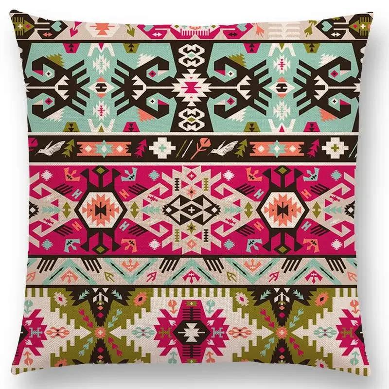 Colorful Seamless Aztec Decorative Prints Sofa Throw Pillow Case Fancy Abstract Geometric Vector Pattern Tribal Cushion Cover