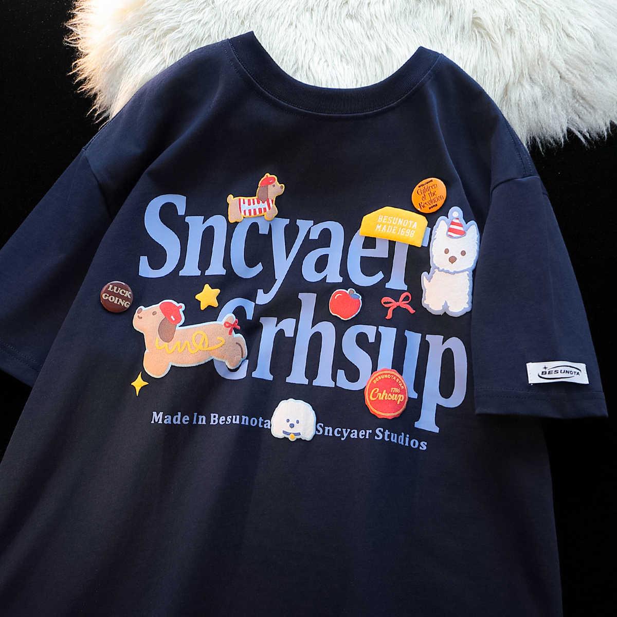 

Women s Cute Retro 3D Puppy Print Short Sleeve T-Shirt - Summer Loose Chic Style XXL