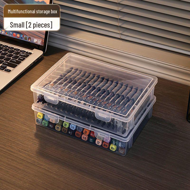 Stor genomskinlig förvaringslåda för akvarellpennor och tuschpennor för barns konstmaterial