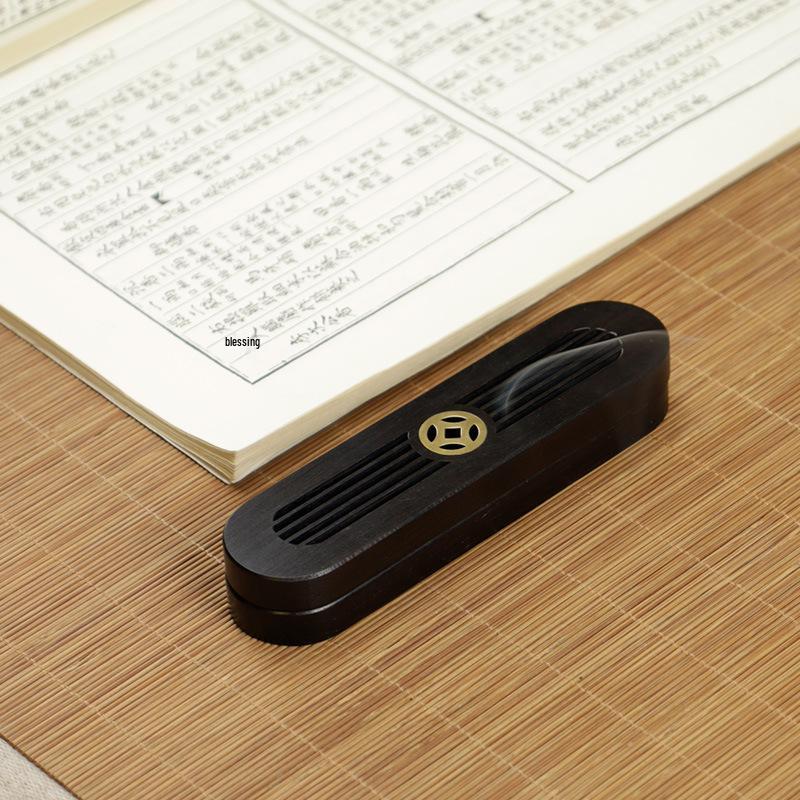 Portable Ebony Incense Burner: Convenient Indoor Stick Box and Ornament