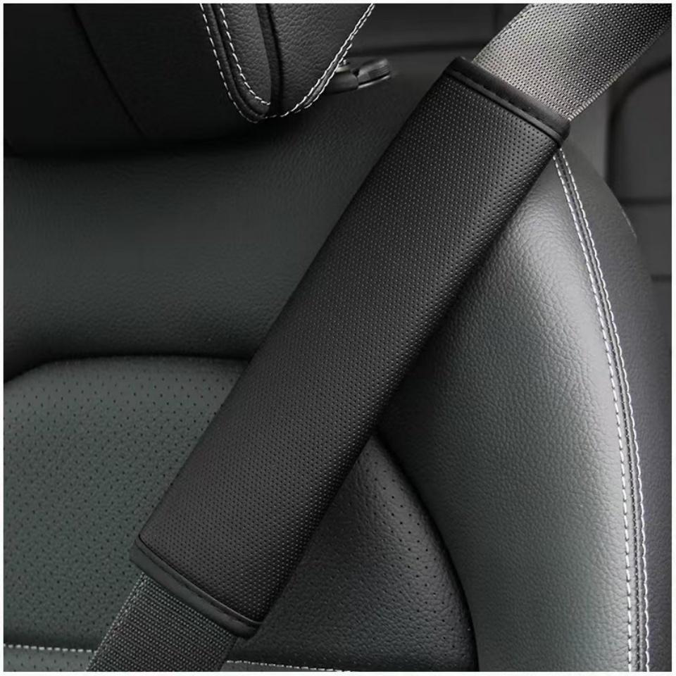 Car Safety Belt Shoulder Cover PU Leather Auto Seat Belt Pads Car Accessories Breathable Protection Seat Belt Padding Pad Cover