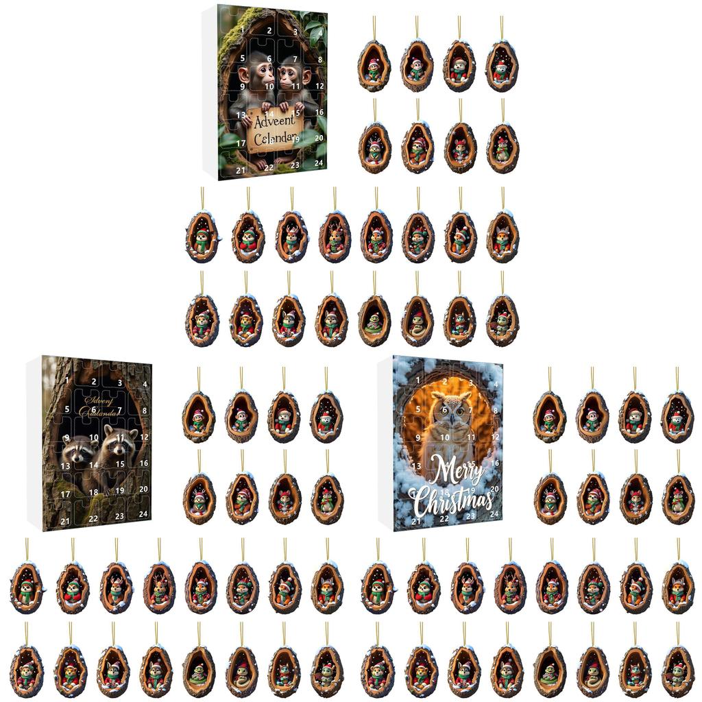 Christmas Countdown Advent Calendar With Acrylic Tree Hole Animal Decorations For Holiday Parties And Giftgiving
