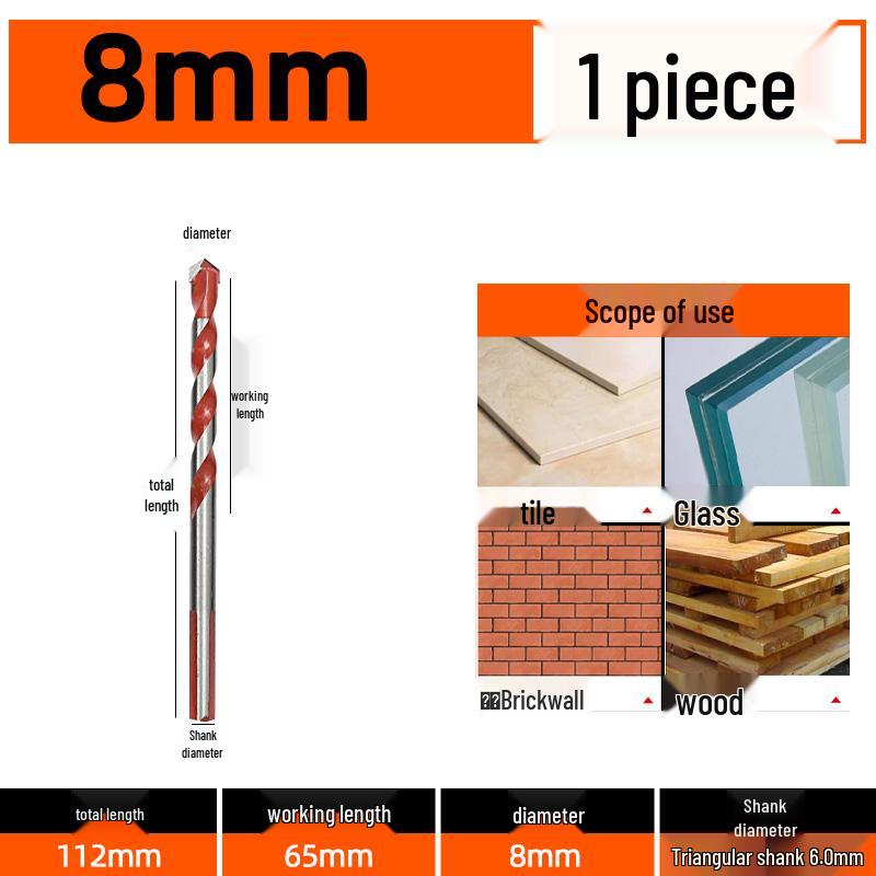 6mm Alloy Triangle Drill Bit for Concrete, Glass, and Cement