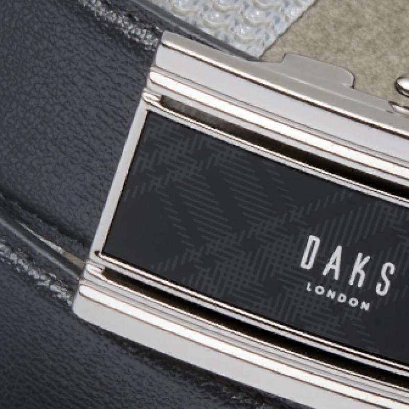 Daks Black Check Pattern Crystal Buckle Leather Automatic Belt Dbbe6e784bk