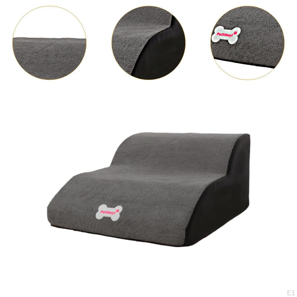 Dog Stairs 3 Tiers Soft Portable Non Slip Pet Ladder Detachable Washable Cover Indoor Ramp Steps