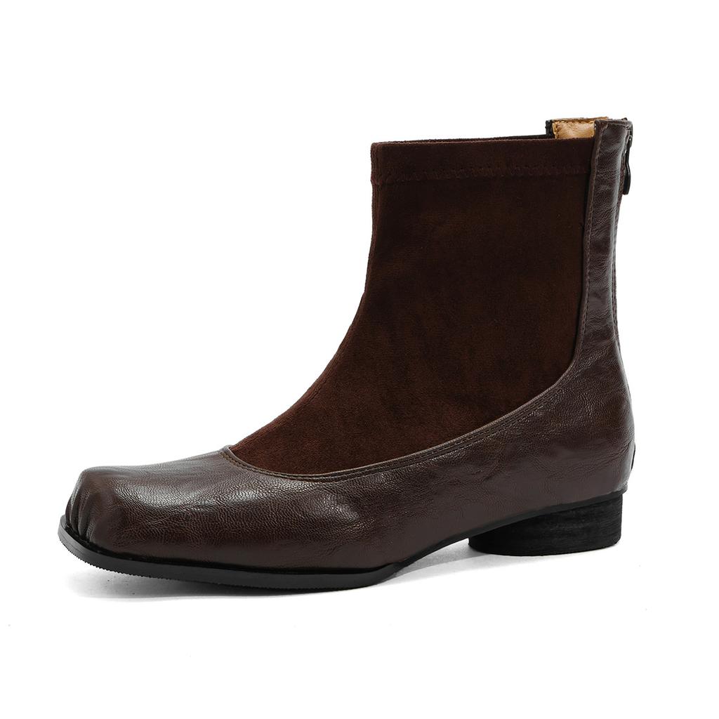 Brown Ballet Women's Boots Pig Nose Short Boots Leather Single Boots Skinny Boots Vintage Ballet Shoes Fall/Winter 2025