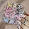 12 Grids Hawaii Black Skin Hello Kitty Nail Charms Summer Vibe Coconut Dolphin Acrylic Nail Art Decoration Manicure Accessories